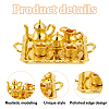 2 Sets 2 Colors Alloy Teacup & Saucer & Teapot Set AJEW-GO0001-72-3