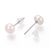 Natural Pearl Stud Earrings EJEW-R133-06A-3