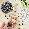 200Pcs Round Striped Resin Beads RESI-PA0001-17-3