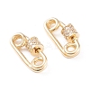 Brass Micro Pave Clear Cubic Zirconia Screw Carabiner Lock Charms X-KK-F814-38G-1