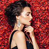 3 Pair 3 Color Alloy Rhombus Dangle Earrings for Women EJEW-FI0001-08-5