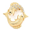 Golden Zinc Alloy with Rhinestone Brooches JEWB-B018-03G-11-1