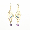 Natural Mixed Gemstone Beaded Dangle Earrings EJEW-TA00384-02-1