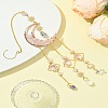 Natural  Rose Quartz Chips Moon Pendant Decorations HJEW-FS00027-04-8