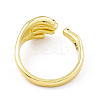 Cubic Zirconia Hand Plam Open Cuff Ring RJEW-P079-06G-04-3