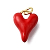 Brass Red Enamel Charms KK-Z102-23G-02-1