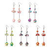 304 Stainless Steel Synthetic Turquoise Tortoise Dangle Earrings EJEW-JE06512-02-2