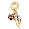 Rack Plating Brass Enamel Sports European Dangle Charms KK-P287-35B-G-1