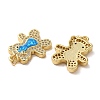 Brass Micro Pave Cubic Zirconia with Synthetic Opal Pendants KK-D096-21G-2