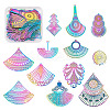 48Pcs 12 Style 201 Stainless Steel Filigree Pendants STAS-FW0001-14-1