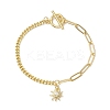 Sun Brass Clear Cubic Zirconia Charm Bracelets BJEW-JB10392-01-1