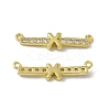 Rack Plating Brass Micro Pave Clear Cubic Zirconia Connector Charms KK-C007-37G-X-2