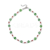 Christmas Theme Faceted Rondelle Glass & White Round ABS Plastic Imitation Pearl Beaded Necklaces for Women NJEW-JN05464-01-3