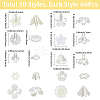 600Pcs 10 Styles ABS Plastic Imitation Pearl & Acrylic Bead Caps OACR-SC0002-36-2