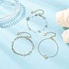 304 Stainless Steel Heart & Natural Labradorite Nuggets Link Chain 3 Layer Stackable Necklaces BJEW-JB12459-02-1