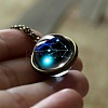 Double Glass Round with Constellation Pendant Alloy Chain Necklaces WG188F6-09-1