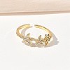 304 Stainless Steel Cubic Zirconia Cuff Open Rings for Women LS-RJEW-Z122-02G-04-2