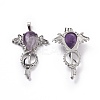 Natural Amethyst Teardrop Pendants G-P496-03P-21-2