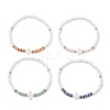 Natural Gemstone & Glass Seed Bead Stretch Bracelets BJEW-JB13306-2