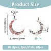 20Pcs 10 Styles Natural Mixed Stone Chip Pendants PALLOY-FH00070-2