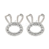 Rabbit Head Brass Micro Pave Cubic Zirconia Ear Studs EJEW-D304-39P-2