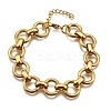 304 Stainless Steel Flat Round Link Chain Bracelets for Women BJEW-R021-08G-4