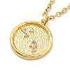 304 Stainless Steel Cubic Zirconia Constellation Flat Round Pendants STAS-S145-01H-2