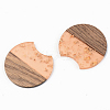 Transparent Resin & Walnut Wood Pendants RESI-S389-001A-B02-2