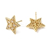 Clear Cubic Zirconia Star Stud Earrings KK-O142-02G-2
