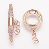 Brass Micro Pave Cubic Zirconia Ring Toggle Clasps ZIRC-P050-11RG-2