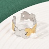304 Stainless Steel Double Color Cuff Rings RJEW-S635-01GP-17-3