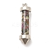 Mixed Gemstone Chip Glass Bottle Big Pointed Pendants G-P482-01P-3