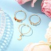 3Pcs Copper Wire Wrapped Gemstone Faceted Round Bead Finger Rings for Women RJEW-JR00887-4
