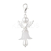 Frosted Acrylic & Glass Pearl Flower Angel Pendant Decorations HJEW-JM03490-01-2