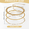 3Pcs 3 Styles Stainless Steel Chains Bracelets for Women BJEW-LP0001-21G-2