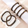 Natural Tiger Eye Beaded Stretch Bracelets X-BJEW-F203-04-3