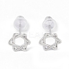 Anti-Tarnish Rhodium Plated Star of David 999 Fine Silver Stud Earrings for Women EJEW-S215-05P-2