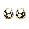 Flower Brass Enamel Hoop Earrings EJEW-Z157-02G-4