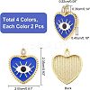 SUPERFINDING 8Pcs 4 Colors Rack Plating Brass Cubic Zirconia Pendants KK-FH0003-33-4