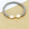 304 Stainless Steel Round Beads Stretch Bracelets for Women FS-WG5A960-01-1