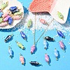 10Pcs Evil Eye Fish Shaped Glazed Porcelain Pendants PALLOY-YW00086-01-4