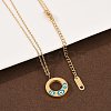 304 Stainless Steel Enamel Evil Eye Ring Pendant Necklaces for Women NJEW-G176-04G-3