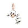 Brass Pendants with Cubic Zirconia European Beads KK-Q015-01K-1
