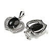 Natural Obsidian with Clear Cubic Zirconia Pendants G-G133-03P-23-2