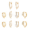 5 Pair 5 Style Brass Micro Pave Clear Cubic Zirconia Hoop Earring Findings KK-TA0001-17-2