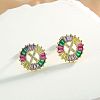 Brass Colorful Cubic Zirconia Stud Earrings WG39B88-24-1