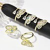 Brass Micro Pave Clear Cubic Zirconia Enamel Finger Rings RJEW-L113-025G-1