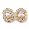 Oval Brass Micro Pave Cubic Zirconia Beads KK-U037-04G-01-3