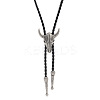 Antique Silver Alloy Pendants Lariat Necklaces PW-WG15079-04-1