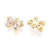 Brass Pave Clear Cubic Zirconia Pendants KK-T077-46G-2
